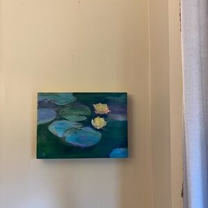 Wood box Water Lily flowers painting New